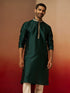 Vastramay Men Bottle Green Silk Anmol Jacquard Kurta